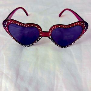Brand new! Deep red plastic frame with double hearts ❤️❤️ and UV 400 PROTECTION